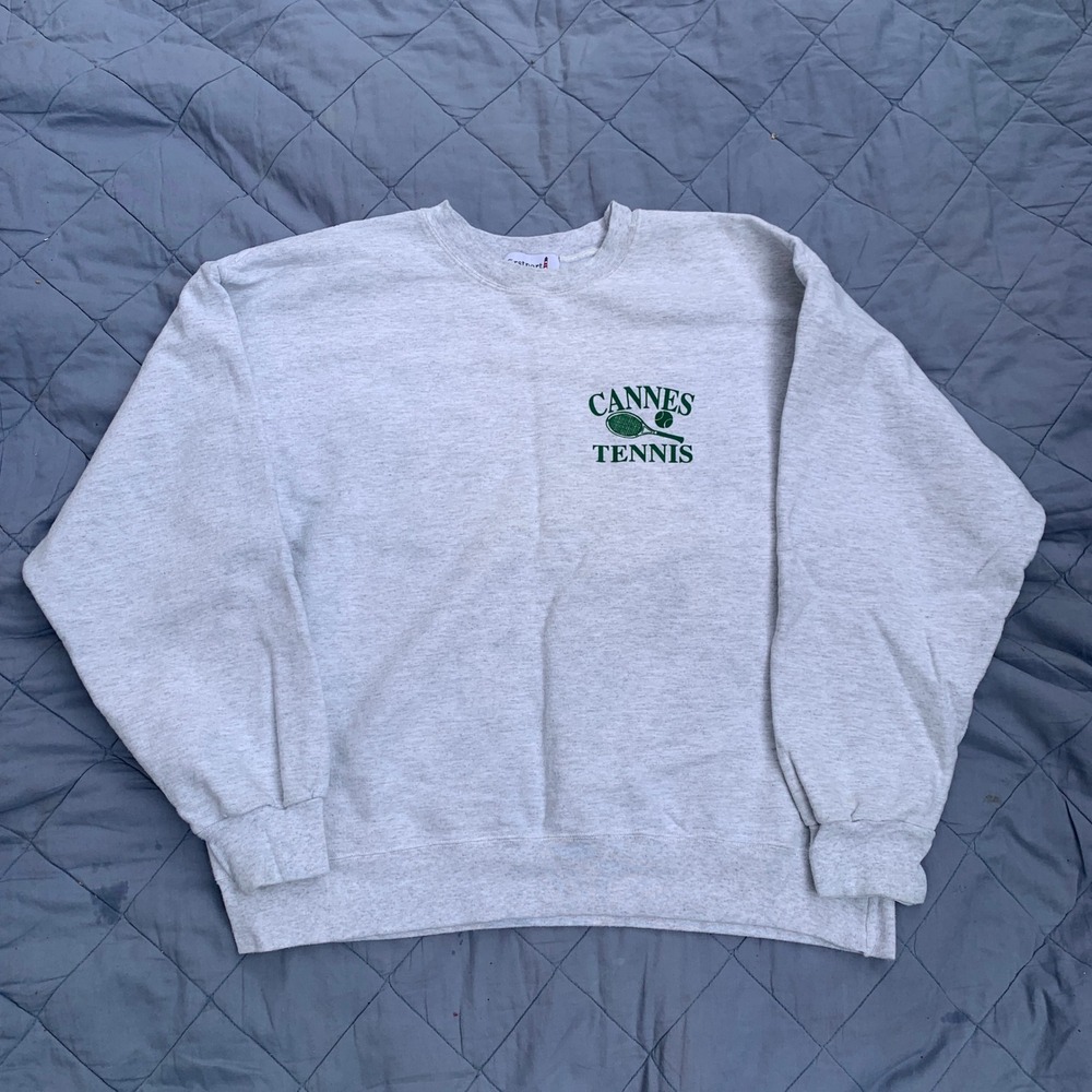 FirstPort Company Cannes Tennis crewneck sweatshirt in heather gray - size large